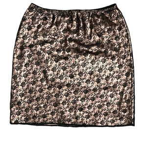 Susan Lucci  Black Lace Overlay Pencil Mini Skirt Boho Modest Mature Size L